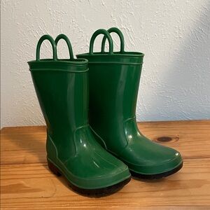 Kids Zoogs Green Waterproof Rain Boots with Pull Handles